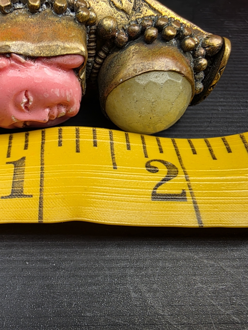 Pink Buddha Statement Ring with Yellow Stone - Picture 2 of 2